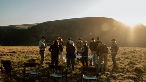 Guests gathering for sundowners in the Mankazana Valley